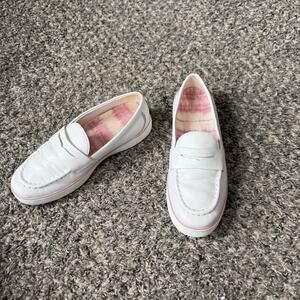 Cole Haan Nantucket 2.0 Penny Loafers White Pink Leather 7 B Shoe